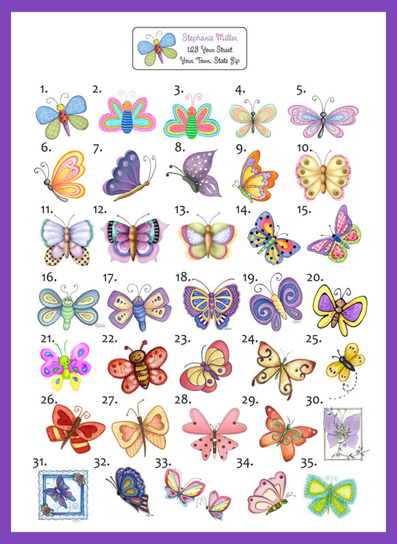 BUTTERFLY Return Address Labels, Butterflies, Personalized - J & S Graphics