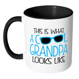 THIS IS WHAT A COOL GRANDPA LOOKS LIKE Color Accent Coffee Mug - J & S Graphics
