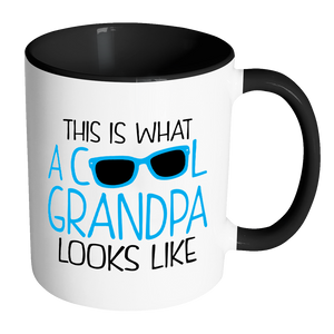 THIS IS WHAT A COOL GRANDPA LOOKS LIKE Color Accent Coffee Mug - J & S Graphics