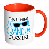 THIS IS WHAT A COOL GRANDPA LOOKS LIKE Color Accent Coffee Mug - J & S Graphics