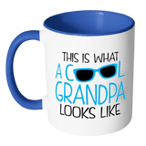 THIS IS WHAT A COOL GRANDPA LOOKS LIKE Color Accent Coffee Mug - J & S Graphics