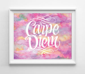 CARPE DIEM Watercolor 8x10 Wall Art Decor PRINT - J & S Graphics