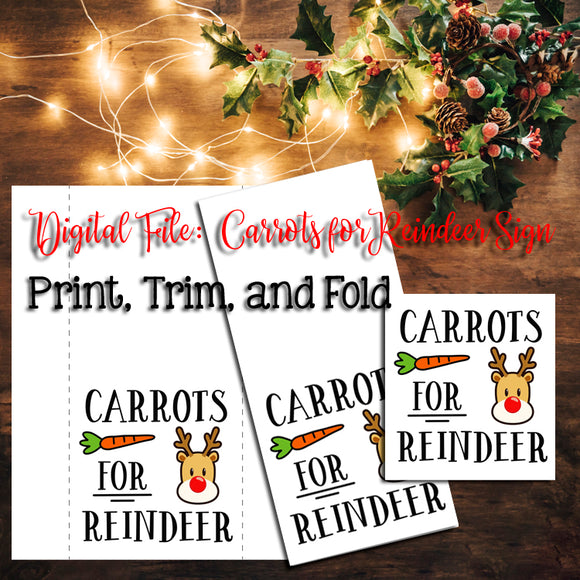 Christmas Instant Download CARROTS for REINDEER Sign, You Print, Christmas Eve Decoration - J & S Graphics
