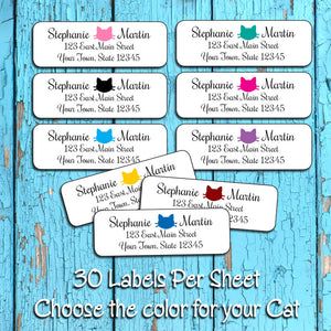 Cat Face Icon Return ADDRESS Labels, Personalized - J & S Graphics