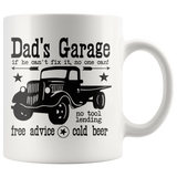 DAD'S GARAGE 11oz COFFEE MUG - If he can't fix it, no one can! - J & S Graphics