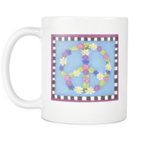 FLORAL PEACE SIGN 11oz White Ceramic Coffee Mug - J & S Graphics