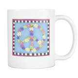 FLORAL PEACE SIGN 11oz White Ceramic Coffee Mug - J & S Graphics