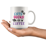 CATS, BOOKS, and COFFEE 11oz COFFEE MUG - J & S Graphics