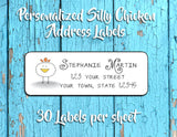 Personalized Cute Round Baby Chick Return ADDRESS Labels, Silly Chicken - J & S Graphics