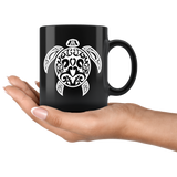 WHITE TRIBAL SEA TURTLE 11 oz COFFEE MUG - J & S Graphics