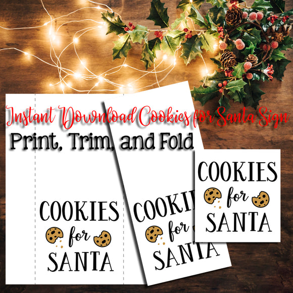 Christmas Instant Download COOKIES for SANTA Sign, You Print, Christmas Eve Decoration - J & S Graphics