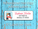 COOL KITTY Return Address Labels, Personalized - J & S Graphics