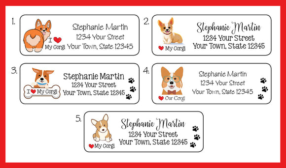 Personalized CORGI Return Address Labels, I LOVE my CORGI, Dog Labels - J & S Graphics