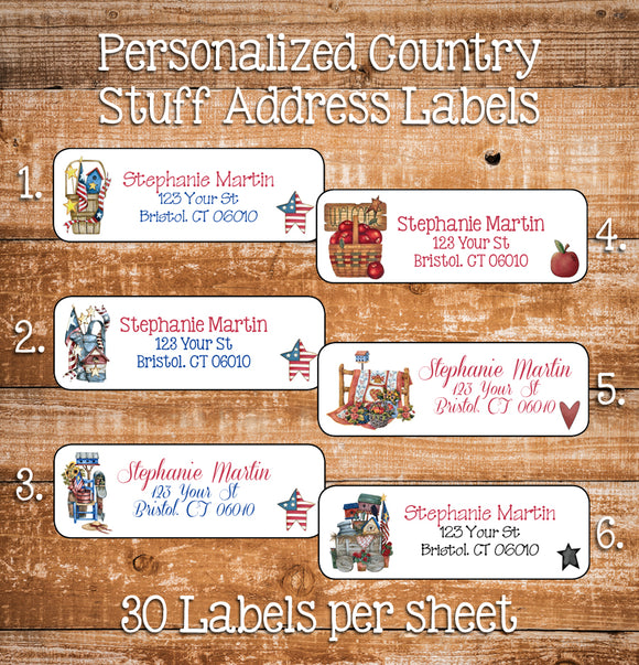 Personalized Country Americana Baskets and Stuff Address Labels - J & S Graphics