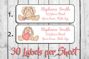 Personalized Valentine's Day Address Labels, Personalized Cupid Bunny Design - J & S Graphics