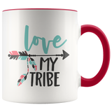 LOVE MY TRIBE 11oz Color Accent White Coffee Mug - J & S Graphics