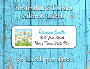 Personalized DAISIES Return ADDRESS Labels, Daisy Labels - J & S Graphics