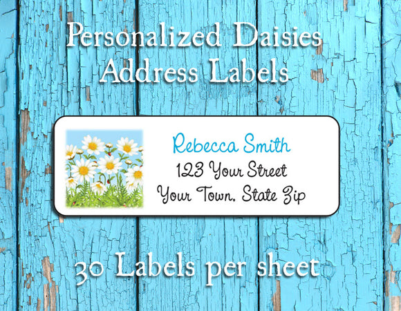 Personalized DAISIES Return ADDRESS Labels, Daisy Labels - J & S Graphics