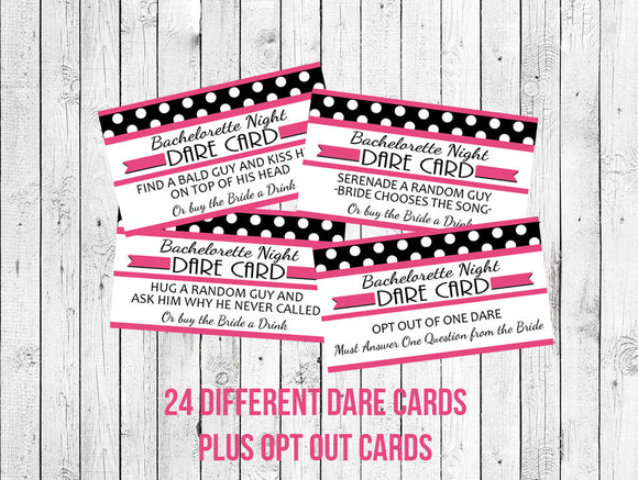 Bachelorette Party DARE CARDS - Printable Bachelorette Party Game - J & S Graphics
