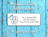 Personalized Smiling TOOTH with Toothbrush Design Return ADDRESS Labels for DENTIST - J & S Graphics