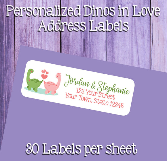 DINOS in LOVE Address Labels, Return Address Labels, Dino, Dinosaurs