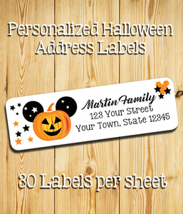 Personalized MOUSE FACE JACK O' LANTERN Address Labels HALLOWEEN Return Address LABELS - J & S Graphics