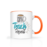 Coffee, Teach, Repeat 11oz Color Accent Teacher Coffee Mug