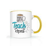 Coffee, Teach, Repeat 11oz Color Accent Teacher Coffee Mug