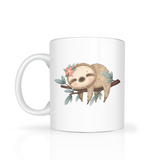 Cute Sleeping Sloth Color Accent 11oz Coffee Mug