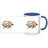 Cute Sleeping Sloth Color Accent 11oz Coffee Mug