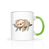 Cute Sleeping Sloth Color Accent 11oz Coffee Mug