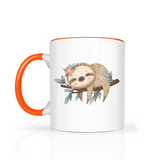 Cute Sleeping Sloth Color Accent 11oz Coffee Mug