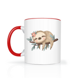 Cute Sleeping Sloth Color Accent 11oz Coffee Mug