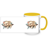 Cute Sleeping Sloth Color Accent 11oz Coffee Mug