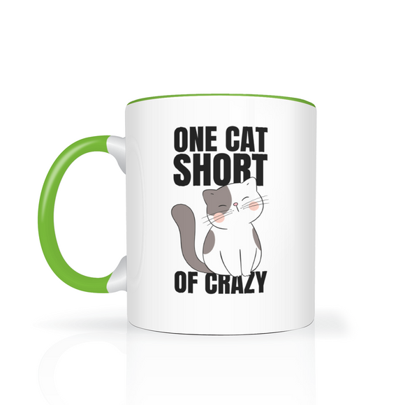 One Cat Short of Crazy 11oz Color Accent COFFEE MUG