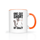 One Cat Short of Crazy 11oz Color Accent COFFEE MUG