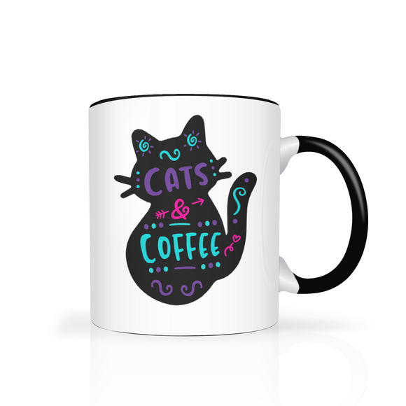 Cats and Coffee 11oz Color Accent COFFEE MUG