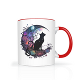 Celestial Black Cat 11oz Color Accent Coffee Mug, Gorgeous Design