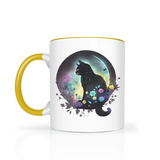 Celestial Black Cat on Moon 11oz Color Accent Coffee Mug