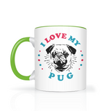 I Love My Pug Color Accent 11oz COFFEE MUG