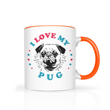 I Love My Pug Color Accent 11oz COFFEE MUG