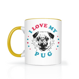 I Love My Pug Color Accent 11oz COFFEE MUG