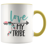 LOVE MY TRIBE 11oz Color Accent White Coffee Mug - J & S Graphics