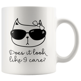 Does it Look Like a Care? Cat Attitude COFFEE MUG 11oz or 15oz