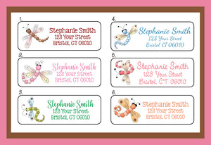 Personalized DRAGONFLY Designs Address Labels, Personalized Dragonflies Labels - J & S Graphics