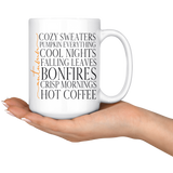 Love AUTUMN Cozy Sweaters, Cool Nights, Pumpkin Everything COFFEE MUG