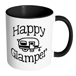 HAPPY GLAMPER Color Accent Coffee Mug Choice of Accent color - J & S Graphics