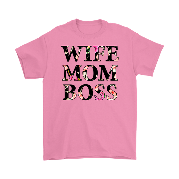WIFE MOM BOSS Floral Design Unisex T-Shirt