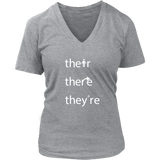 THEIR, THERE and THEY'RE Grammar Women's V-neck T-Shirt - J & S Graphics