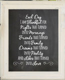 Each Day I am Thankful for Faux Chalkboard Design Wall Decor, Instant Download - J & S Graphics